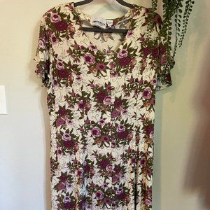 90s Grunge Floral Midi Derss with Lace-up Back
